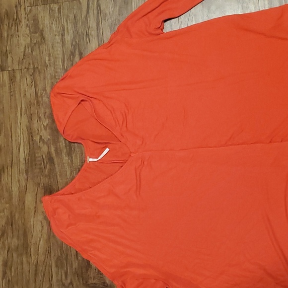 Free People orange long sleeve v neck flowy oversized tunic Sz m - Picture 3 of 11